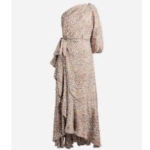 J. Crew One Shoulder Ruffle Dress Leopard Size 8 NWT